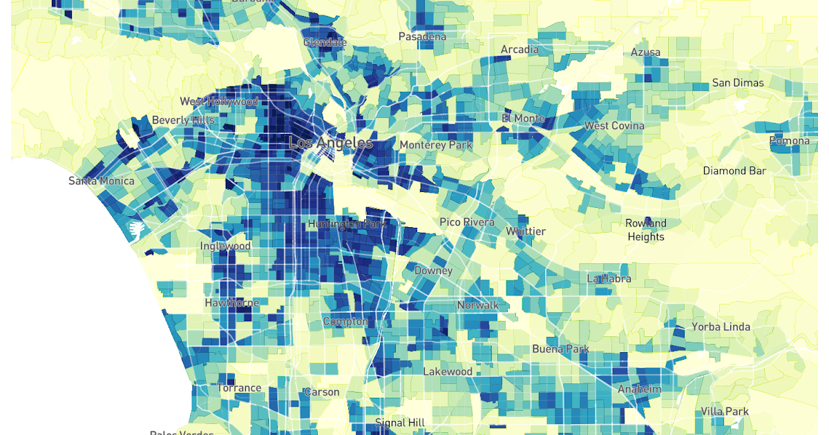 Los Angeles Population Density Map Sunday River Trail Map