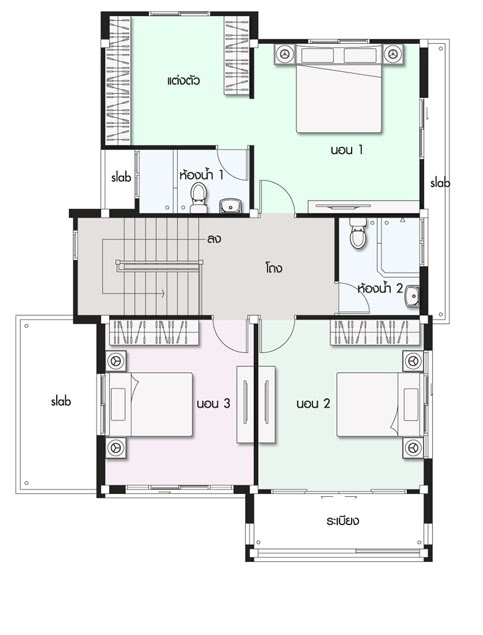House design plan 9.5x12m with 3 bedrooms - House Plan Map