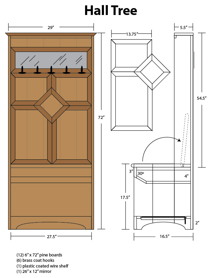 Free Woodworking Plans Hall Tree