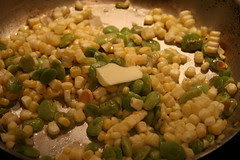 limas and corn with butter