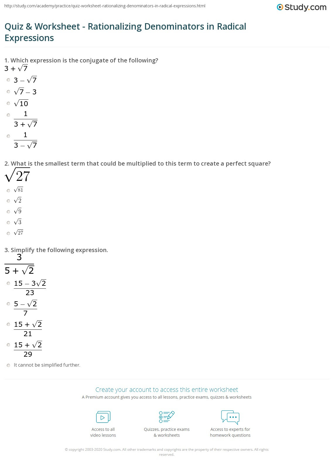 Worksheet. Rationalizing Imaginary Denominators. Gabrieltoz FREE Throughout Rationalizing The Denominator Worksheet