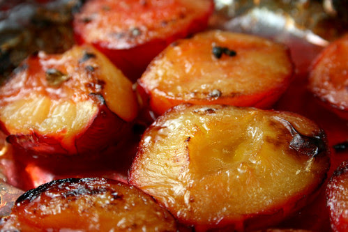 Baked Plums in tray