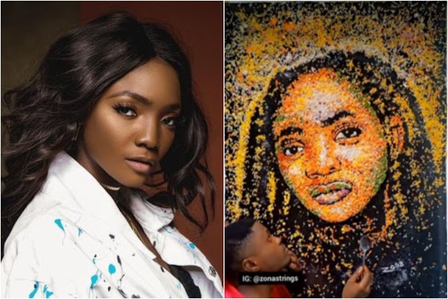 Artist Uses Vegetables And Chicken Fillet To Draw Singer Simi (Video)