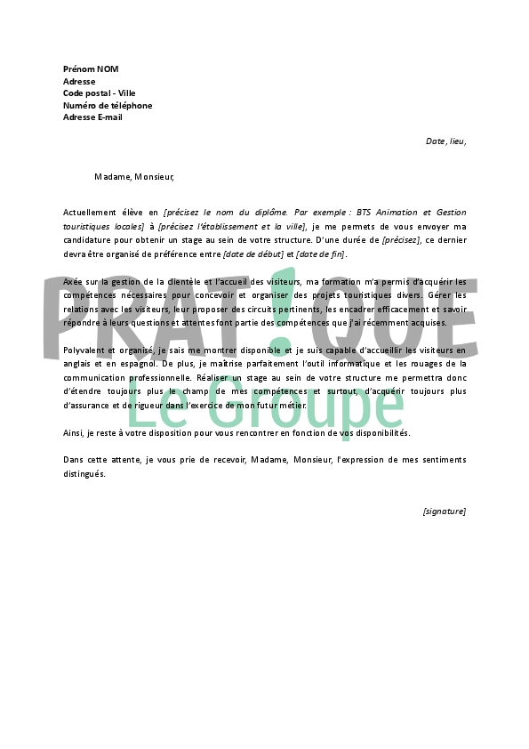 Lettre De Motivation Accueil Touristique  Perodua t