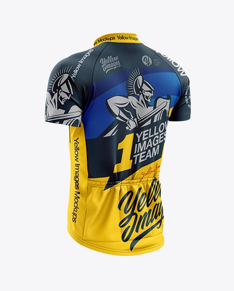 Download Mens Classic Cycling Jersey mockup Back Half Side View ...