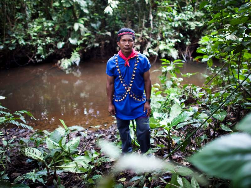 Members of the Cofán Dureno community in northern Ecuador have suffered numerous problems from oil production on their lands. Laura Mendo, 59, recalls a time when the Cofán wandered freely and lived off the land. Now the rivers are contaminated, crops don't grow, and new illnesses and cancer have been introduced. Photo credit: Amazon Watch
