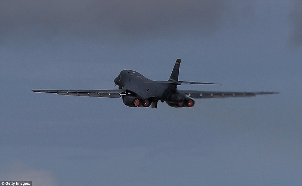 Guam home to about 7,000 American troops and 160,000 residents. Pictured, Air Force Rockwell B-1 Lancer