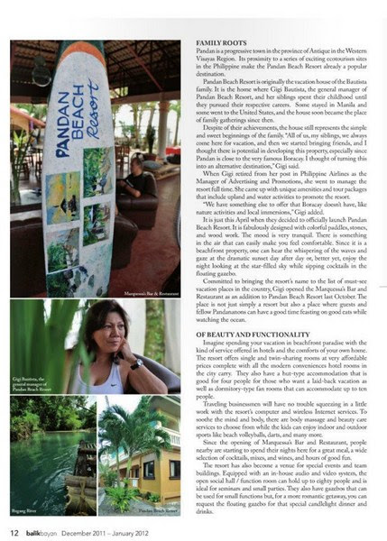 Asian Journal feature on Pandan Beach Resort
