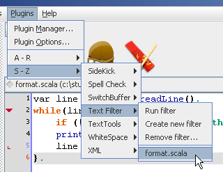 jEdit Text Filter plugin
