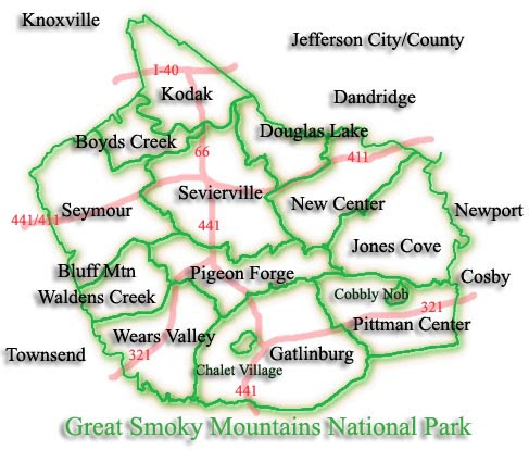 Sevier County Tn Map | Cities And Towns Map