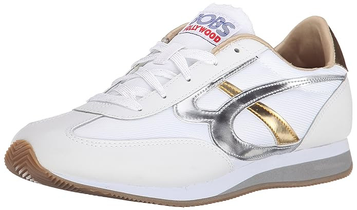 BOBS from Skechers Women's Sunset Fashion Sneaker, White/Silver/Gold, 7 M US