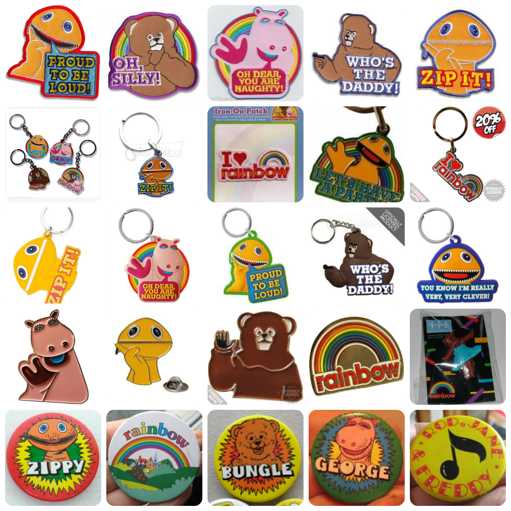 Rainbow keyrings and badges