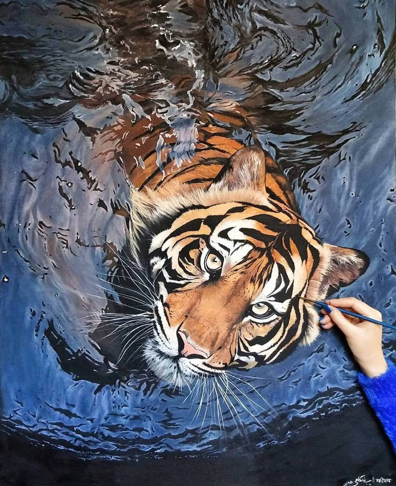 Realistic Tiger Oil Painting by Maryam Nayeb Realistic Tiger Oil Painting by Maryam Nayeb