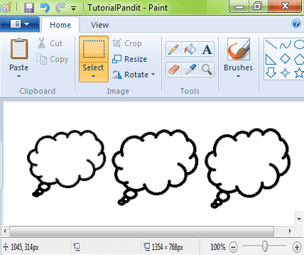 Three Cloud MS Paint Drawing. three-cloud-black-drawing-in-ms-paint