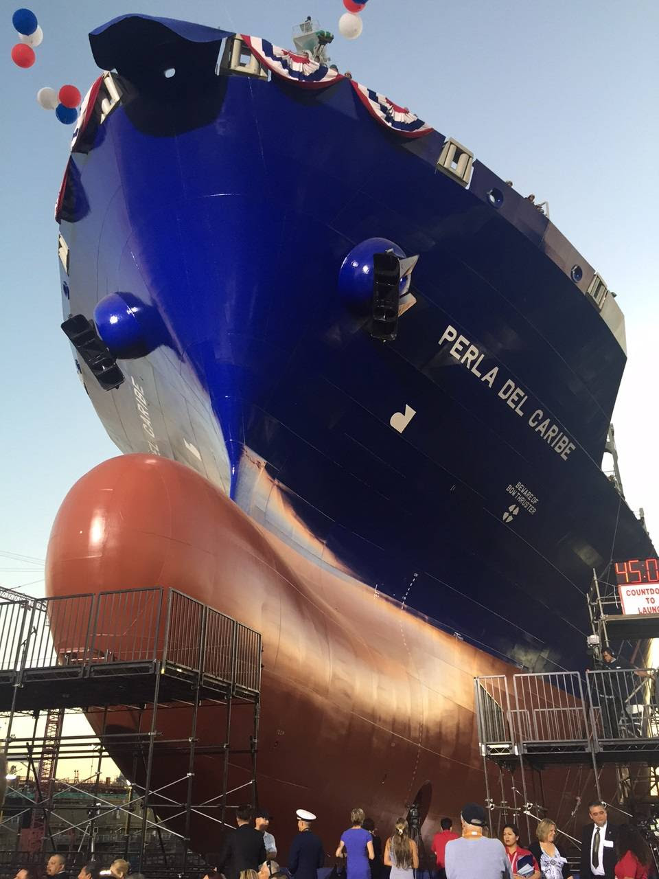 LNG-fueled containership built this year by General Dynamics NASSCO shipyard in San Diego for the shipping company TOTE. Launched August 29, 2015