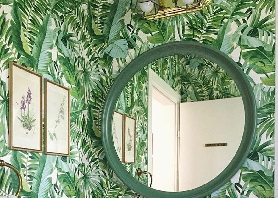 Palm Print Wallpaper Bathroom - Mural Wall