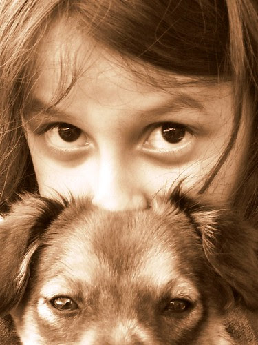kid and dog's eyes