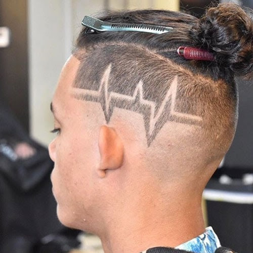 Hairstyle With Line Design Damen Hair