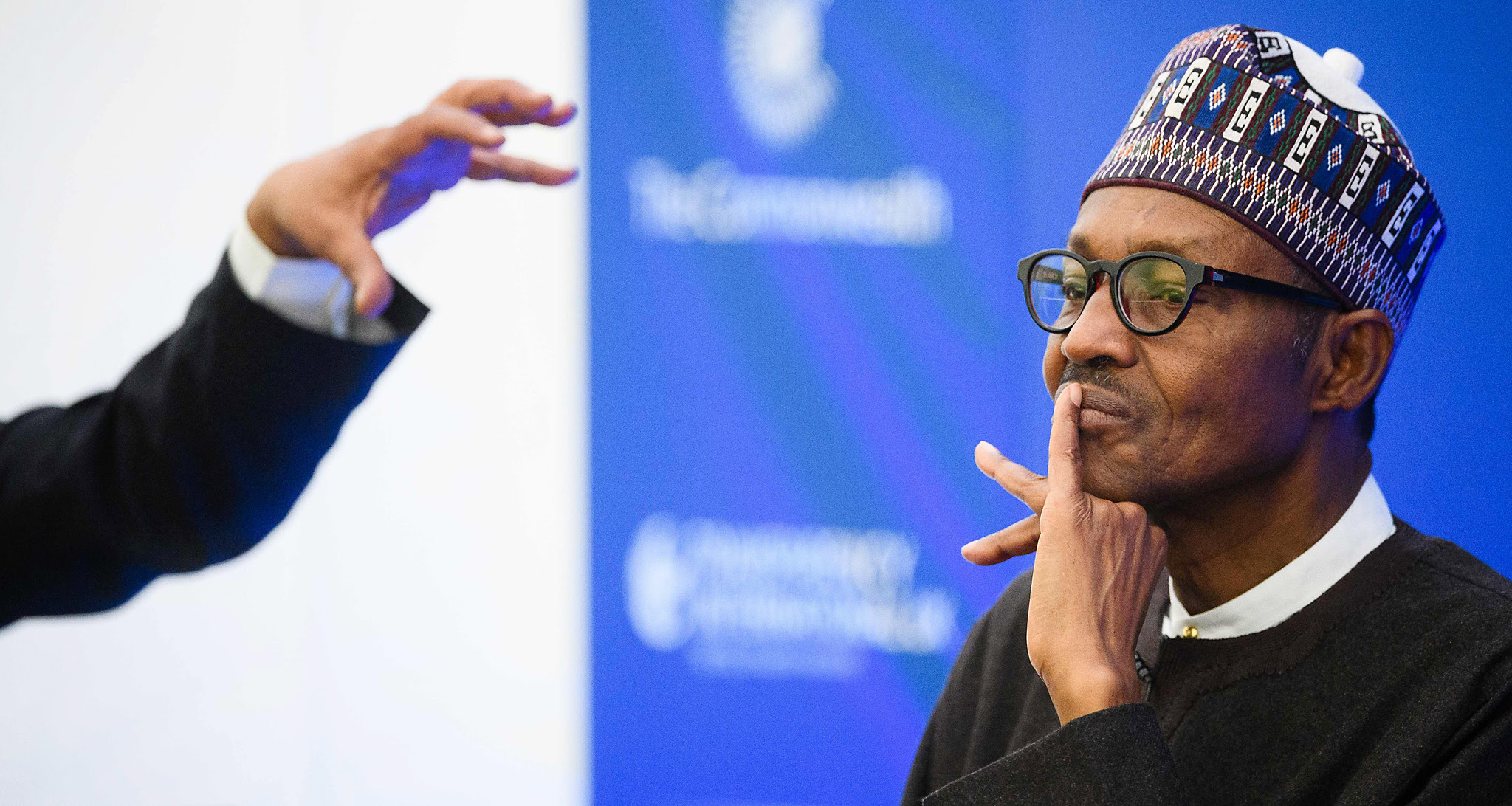 Nigerian President Muhammadu Buhari list...Nigerian President Muhammadu Buhari listens at the start of a conference to tackle corruption at the Commonwealth Secretariat in London on May 11, 2016. / AFP PHOTO / LEON NEALLEON NEAL/AFP/Getty Images