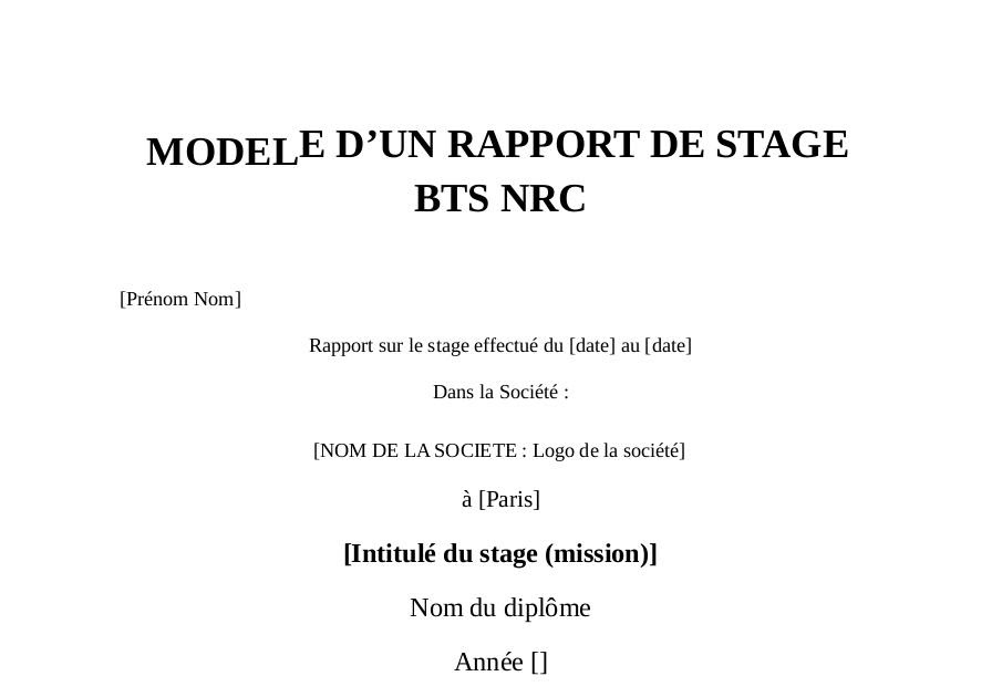 Exemple De Rapport De Stage Bts Snir Hortamatina