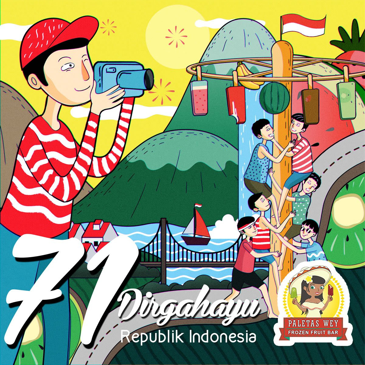 Cantik Poster Kartun Hari Kemerdekaan Koleksi Poster