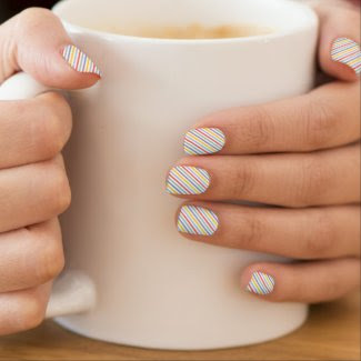 Spring Rainbow Stripe Pattern Nail Art