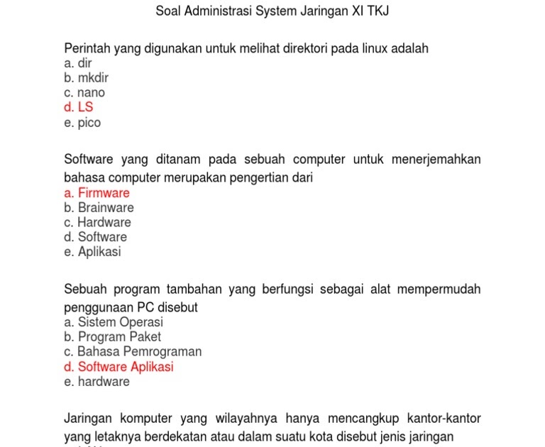 Soal Perakitan Komputer Dan Jawabannya Peranti Guru