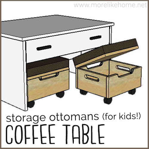 diy coffee table buiding plans families kids nesting rolling storage ottoman drawer