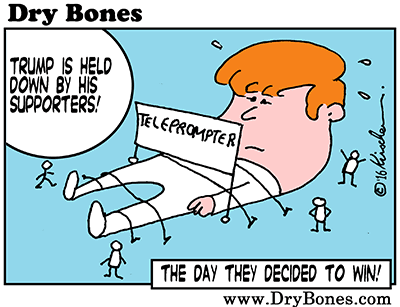 Dry Bones, Trump, Donald, teleprompter, Presidential campaign, America,