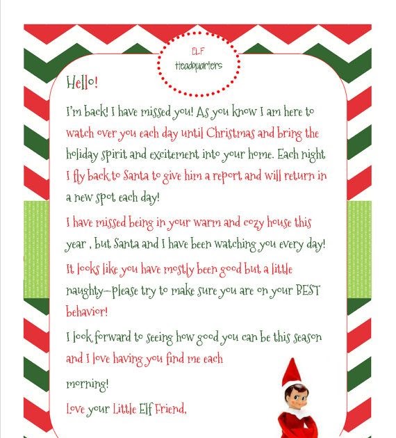 Happy Birthday Birthday Letter From Elf On The Shelf Printable