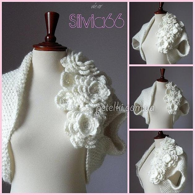 Bolero simple con flores. Descripción Esquema de hacer punto Bolero simple con flores. Descripción Esquema de hacer punto