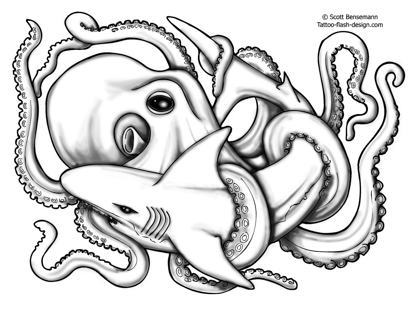 Octopus Line Drawing Tattoo - Resenhas de Livros
