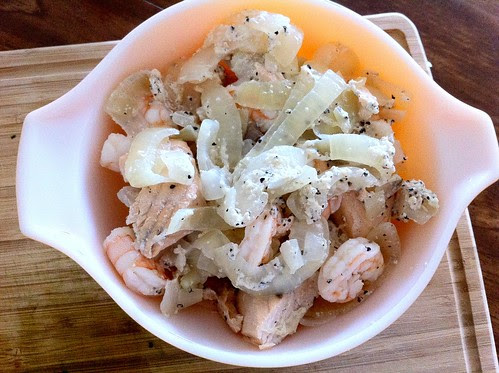 Fish, Onions and Shrimp