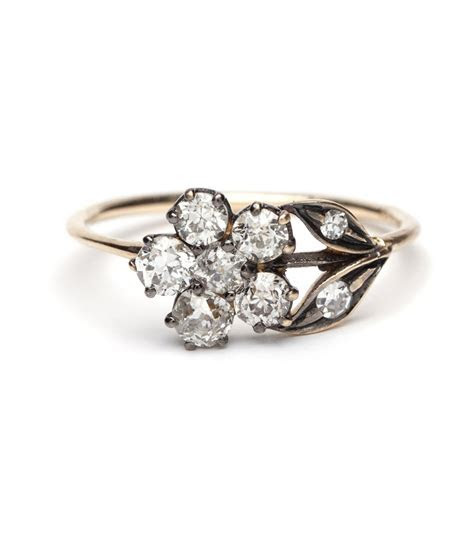 Language of Flowers Antique Inspired Flower Ring Diamonds Language of Flowers Antique Inspired Flower Ring Diamonds