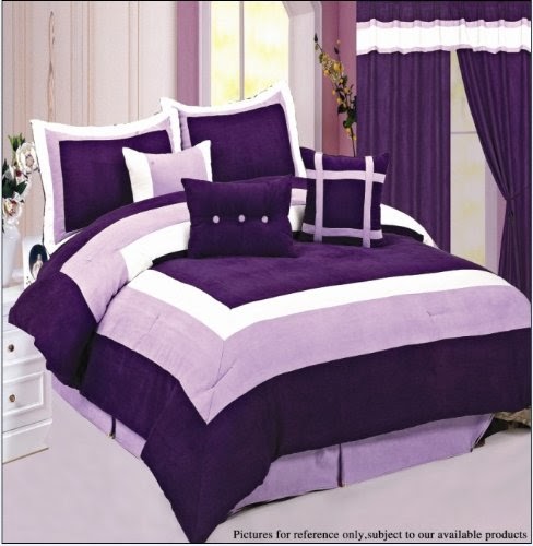 Best Soft Micro Suede Comforter Set bedding-in-a-bag, Purple - Queen On Sale ~ Bed in a bag twin ...