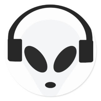 dj headphone alien area 51 classic round sticker
