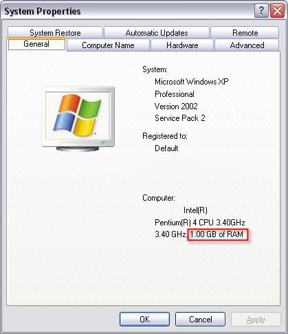 computer properties, RAM