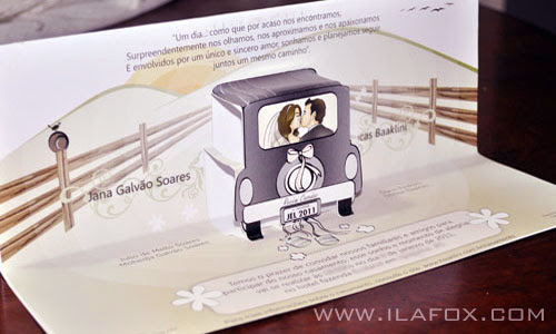 Caricatura, casal, convite, noivos, corpo inteiro, colorido, beijando, noivinhos Jana e Lucas, by ila fox