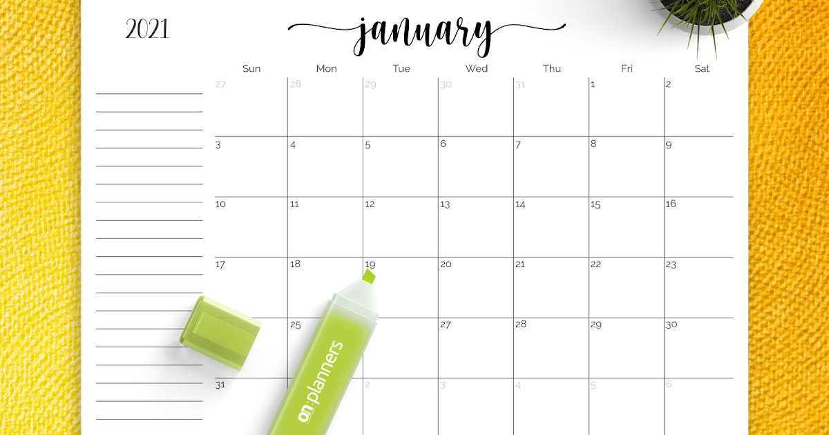 Printable Calendar With Notes 2021 Notes 2021 Printable Calendar 2021