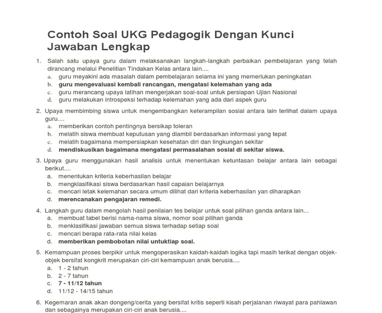 Soal Ukg Pedagogik Bahasa Indonesia Sma Dan Kunci Jawaban