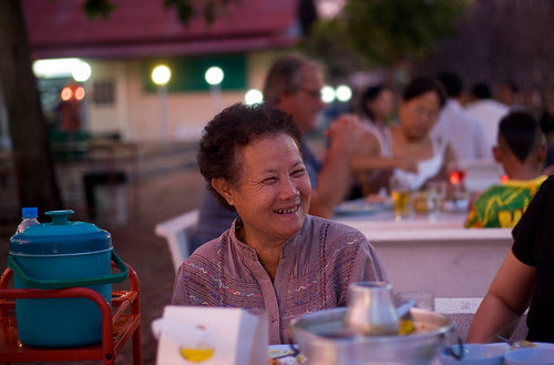 Mum enjoying dinner at Cabana Beach
