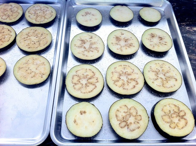 Sliced Eggplant Sprinkled with Salt