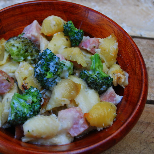 Cheesy ham bake in bowl