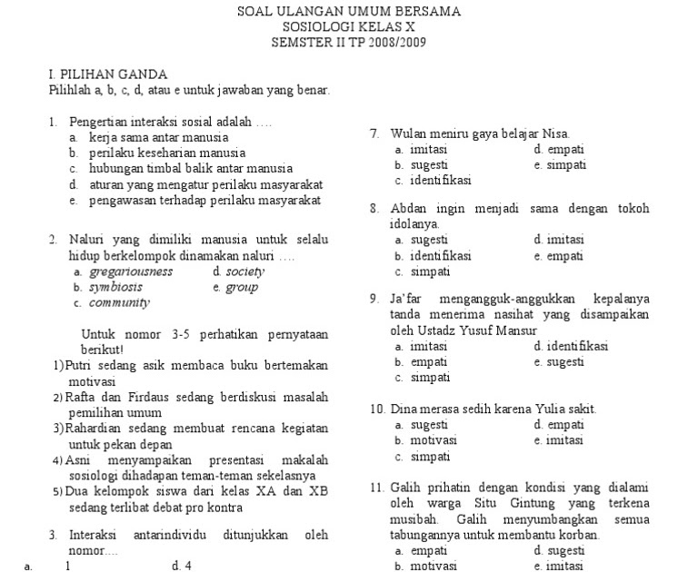 Soal Interaksi Sosial Kelas 7 Blog Yuri