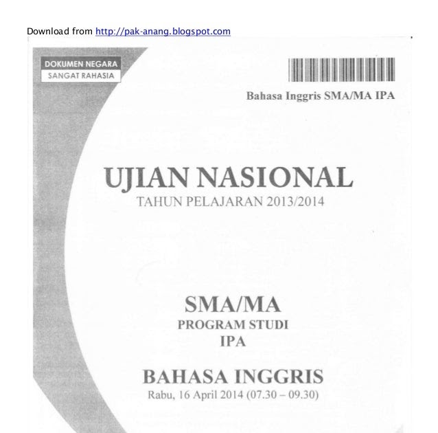 Kunci Jawaban Revisi Soal Un Bahasa Inggris Sma 2018 Unduh File Guru
