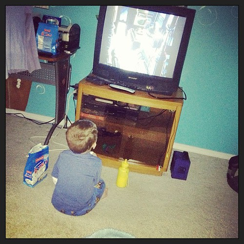 He starts his day asking for mom, milk, Spider-Man and a donut (and in that order)