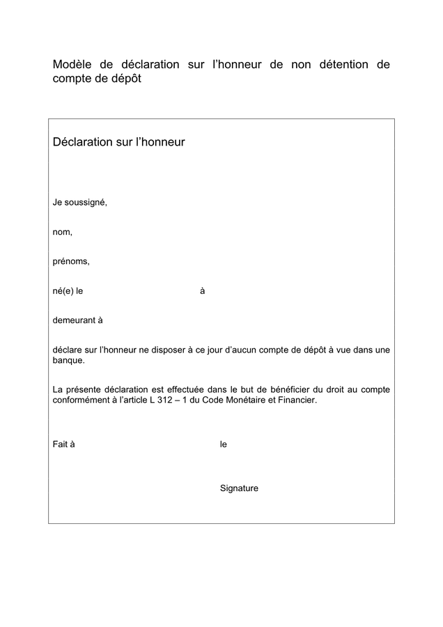 Formulaire pdf: Attestation sur lhonneur de non vie commune