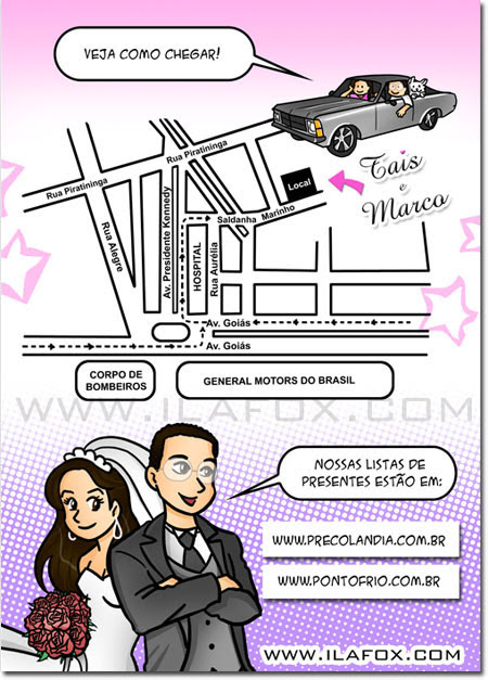convite em história em quadrinhos personalizados para casamento, São Caetano do Sul - São Paulo by ila fox