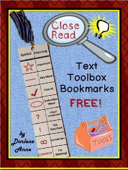 Free Close Read and Annotation Bookmarks