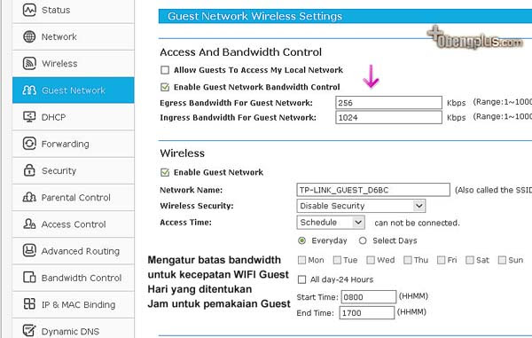Bandwidth Limit dapat diatur dan dibatasi dari setting TP-Link TL-WR941HP